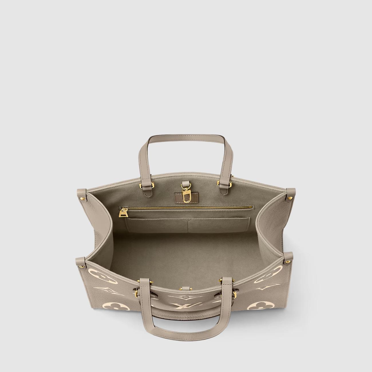 Túi Louis Vuitton OnTheGo MM Da Bicolor Xám Kem
